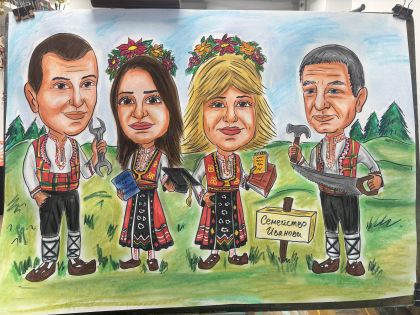 Ръчна карикатура 3/4 лица