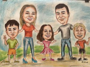 Ръчна карикатура 5/6 лица